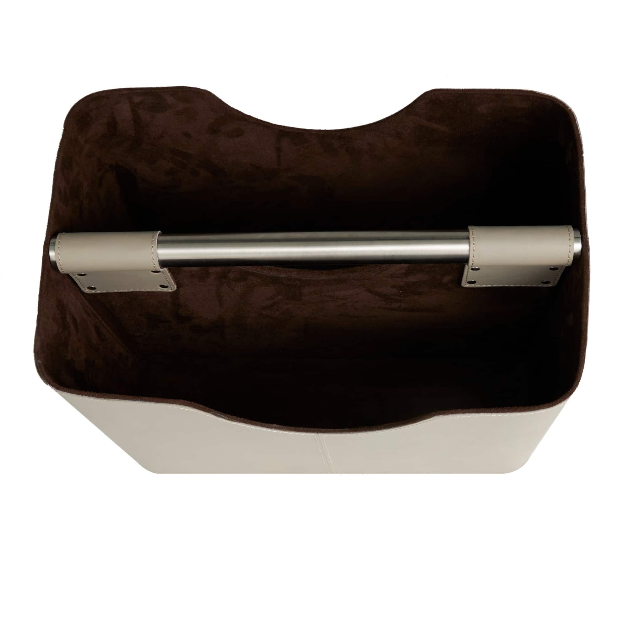 16" Light Gray Leather Magazine Holder